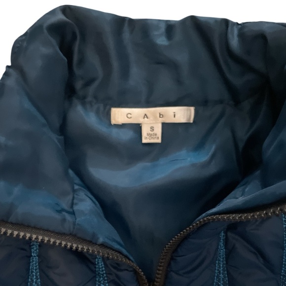 Cabi Poseidon Puffer 914 Teal Blue Mock Neck Zip Up Jacket Size Small - Picture 12 of 14